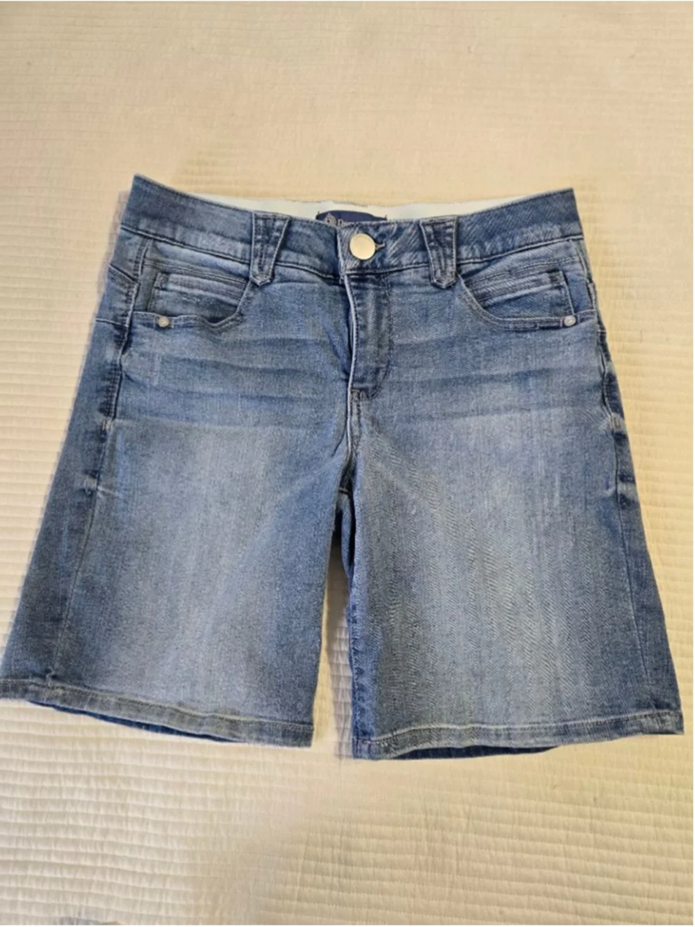 Democracy "Ab"solution Denim Shorts Blue Mid Rise Stretch Jean Shorts Size 6 - Picture 2 of 12